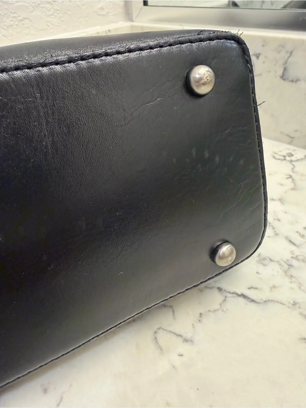 Patricia Nash 10th Anniversary Black Leather Satchel Top Handle Bag